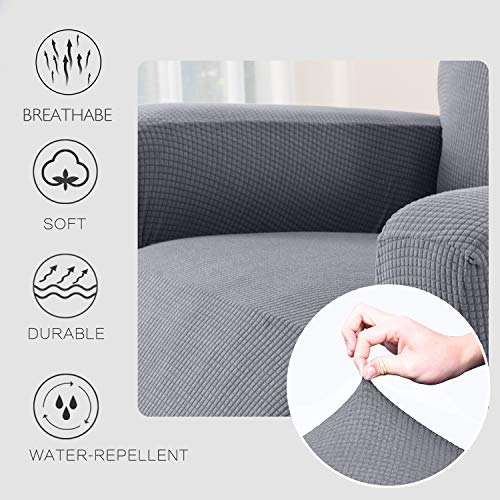 Granbest Premium Water Repellent Recliner Chair Cover High Stretch Jacquard Fabric Recliner Slipcover with Pockets (Recliner, Light Gray) - Image 4
