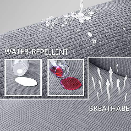 Granbest Premium Water Repellent Recliner Chair Cover High Stretch Jacquard Fabric Recliner Slipcover with Pockets (Recliner, Light Gray) - Image 3