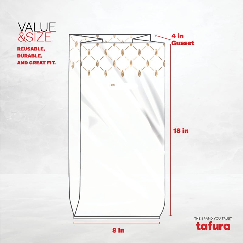 Tafura Bread Bags (100 Count) - Clear Plastic Bread Bags with Twist Ties for Sandwich, Loaf, Sourdough, Pastries, Muffins, and Baked Goods with Date Tab for Tracking Freshness, BPA Free - Image 3