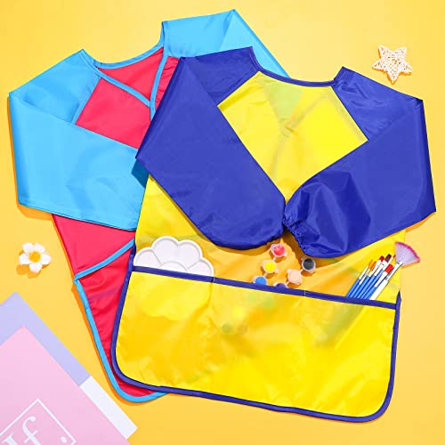 Haysandy 12 Pcs Smocks for Kids Art Smocks for Kids Paint Colorful Children Aprons Artist Painting with Long Sleeve and 3 Pockets for Age 3-8 Years - Image 5