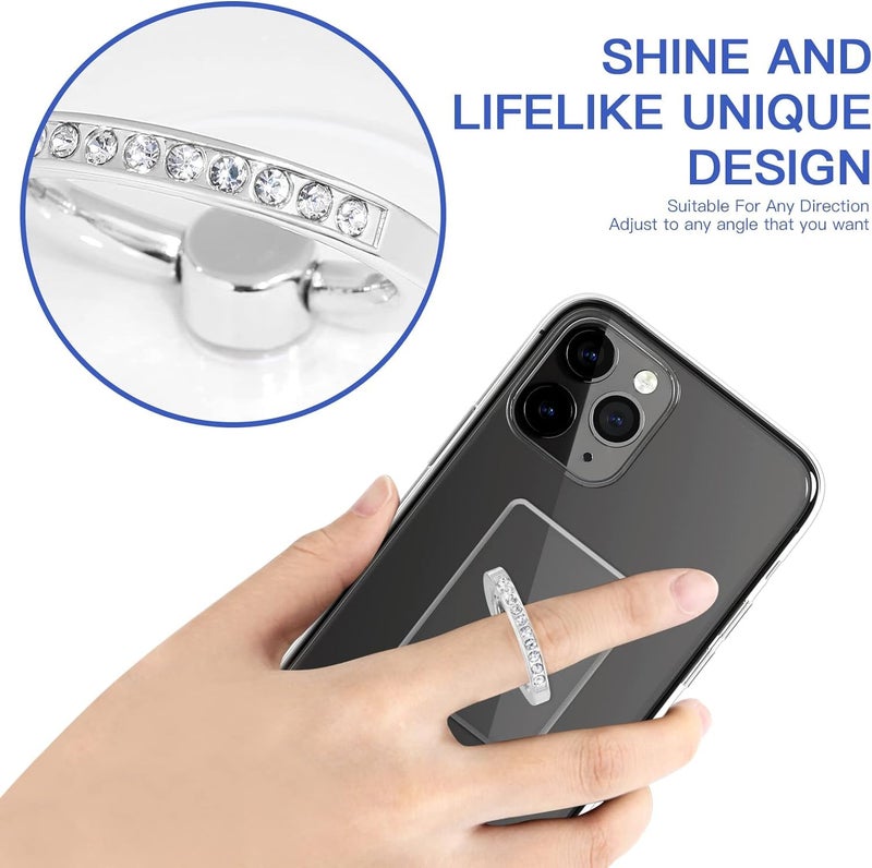 BeFunky Transparent Phone Ring Stand Holder Mobile Phone Ring Holder Finger Grip 360 Degree Rotation (Bling Silver Transparent Square) - Image 4