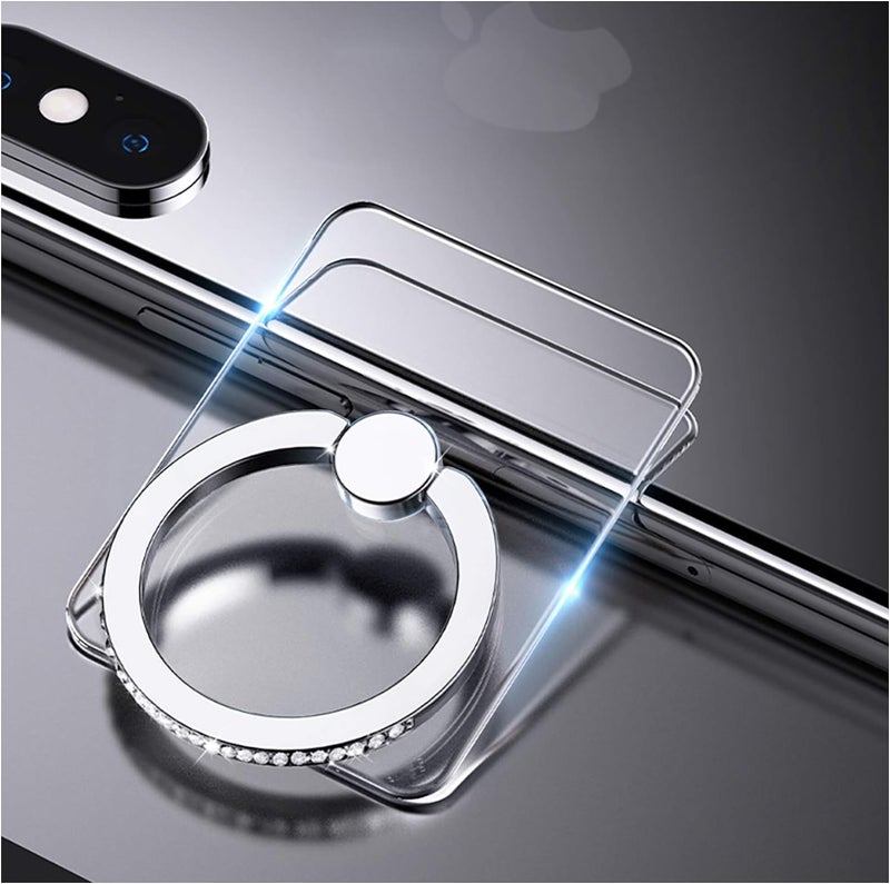 BeFunky Transparent Phone Ring Stand Holder Mobile Phone Ring Holder Finger Grip 360 Degree Rotation (Bling Silver Transparent Square) - Image 1