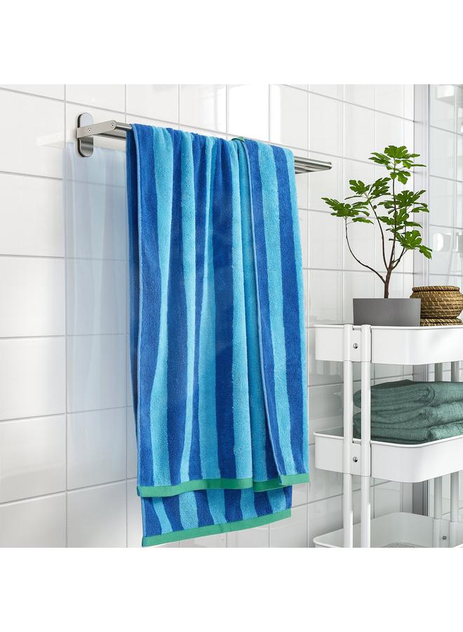 erorex Bath sheet, bright blue/light blue striped, 100x150 cm - Image 3