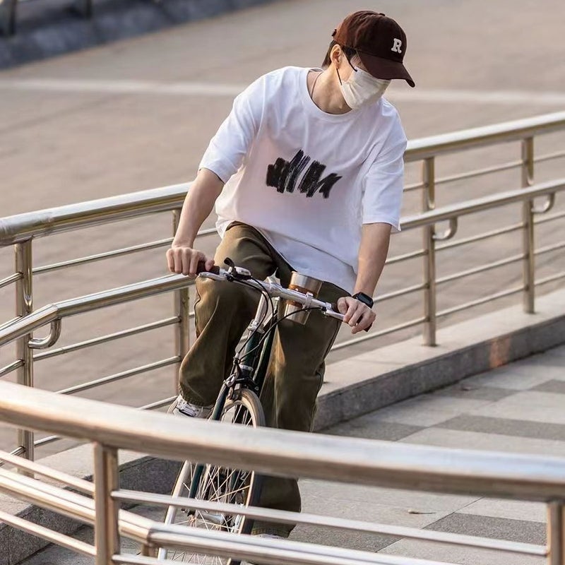 Men'S Short-Sleeved T-Shirt New National Fashion American Retro Loose Simple Leisure All-Match Half-Sleeved T-Shirt - Image 4