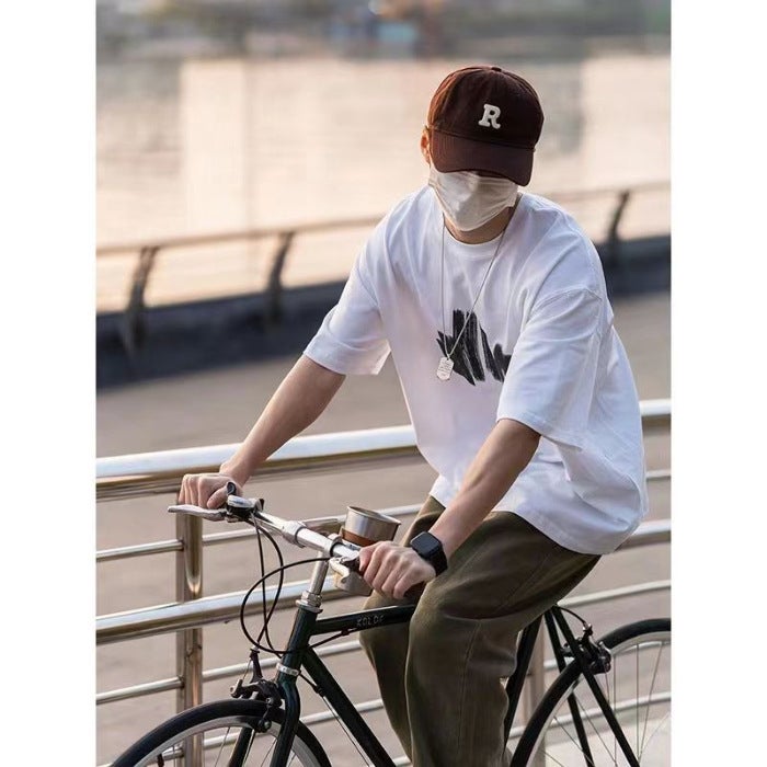 Men'S Short-Sleeved T-Shirt New National Fashion American Retro Loose Simple Leisure All-Match Half-Sleeved T-Shirt - Image 1