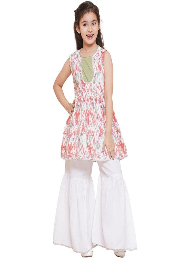 AJ Dezines مجموعة كورتا شراة بدون أكمام قطنية مطبوعة للأطفال من AJ DEZINES باللون الوردي (G-1102-PINK-22) - Image 1