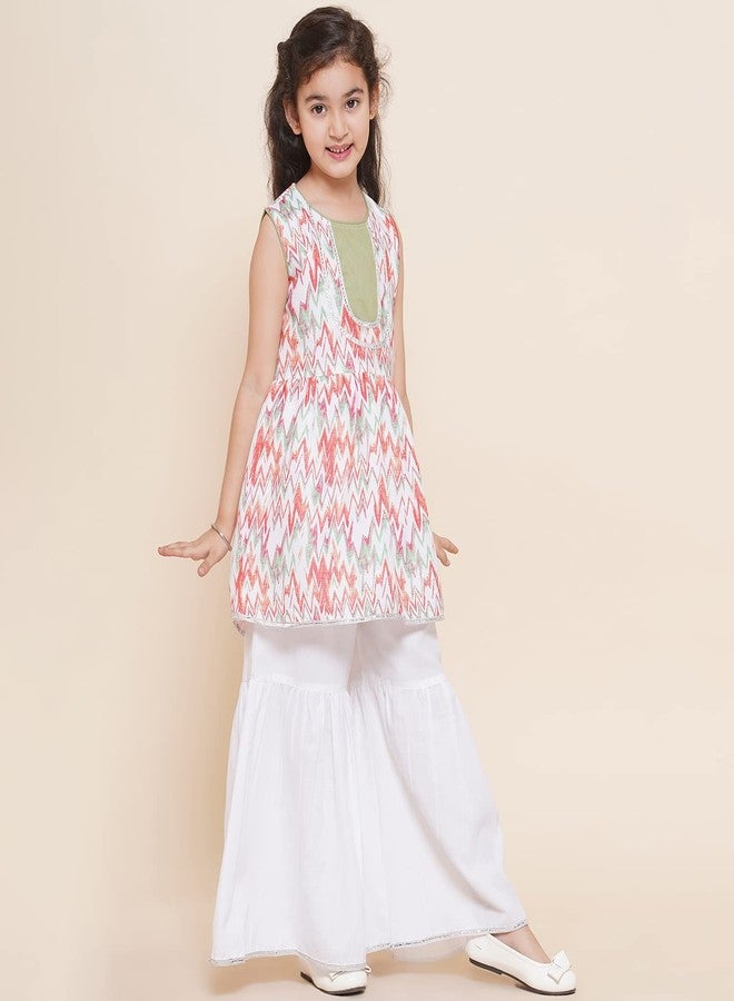 AJ Dezines مجموعة كورتا شراة بدون أكمام قطنية مطبوعة للأطفال من AJ DEZINES باللون الوردي (G-1102-PINK-22) - Image 4