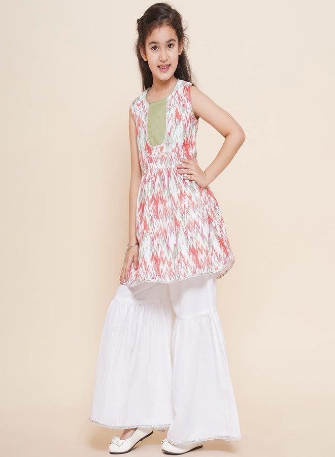 AJ Dezines مجموعة كورتا شراة بدون أكمام قطنية مطبوعة للأطفال من AJ DEZINES باللون الوردي (G-1102-PINK-22) - Image 5