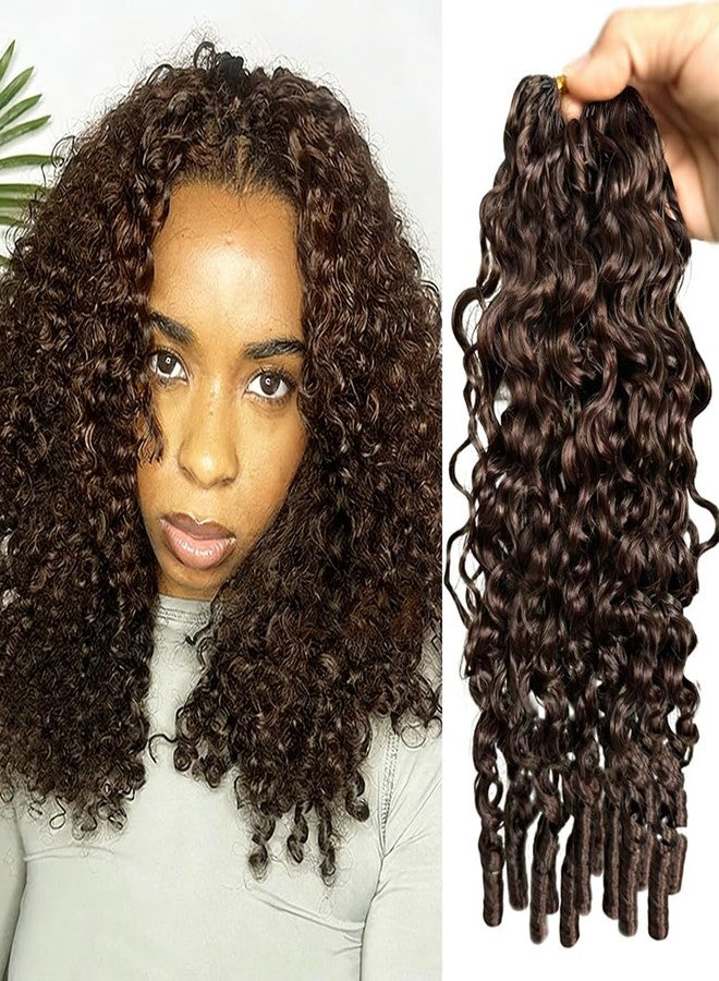 JYZ Burmese Curly Crochet Human Hair Pre-Separated Invisble Micro Loop Human Crochet Hair Extensions Seamless and Knotless Feather Crochet Human Hair 14" 4# Medium Brown 100 Strands(2 Pack 120g) - Image 1