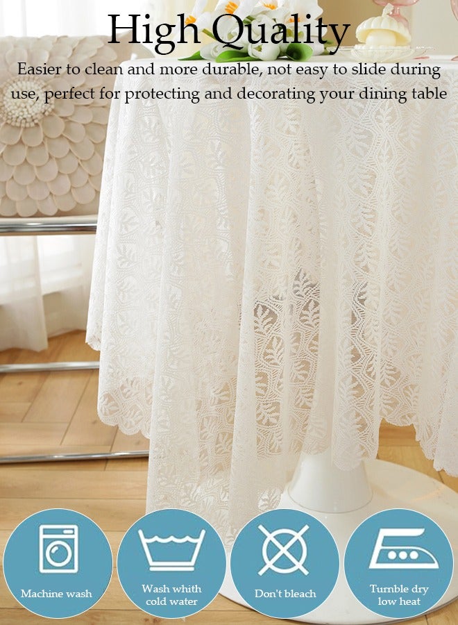 DUNISO مفارش طاولة دائرية بيضاء من البوليستر، مفارش طاولة من البوليستر قابلة للغسل بكميات كبيرة، أغطية طاولة لغرفة الطعام والمطعم والحفلات والمطبخ، 130 سم - Image 3