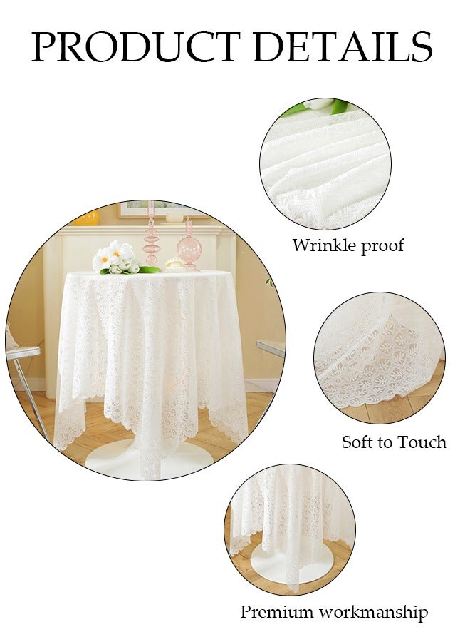 DUNISO مفارش طاولة دائرية بيضاء من البوليستر، مفارش طاولة من البوليستر قابلة للغسل بكميات كبيرة، أغطية طاولة لغرفة الطعام والمطعم والحفلات والمطبخ، 130 سم - Image 2