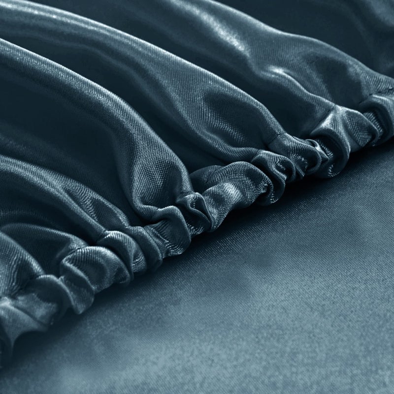 Homiest Deep Sea Blue Satin Fitted Sheet King Size Fitted Bed Sheet  Deep Pocket Fitted Sheet Only  Luxury & Ultra Soft Bedding Fitted Sheet Single Bottom Bed Sheets Sold Separately - Image 5