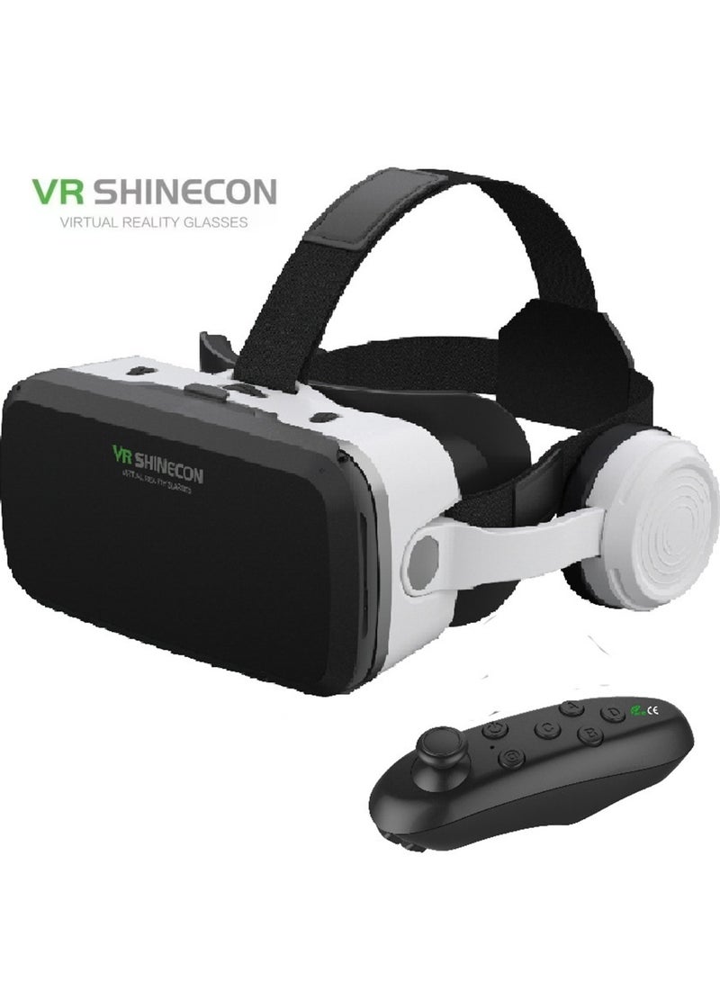 general Classic VR Goggles VR SHINECON 3D Virtual Reality Glasses+Controller Bluetooth Headset Version VR Glasses for TV, Movies & Video Games Compatible with iOS & Android Smartphone Within 5.5-7.2 inch Screen Phone Eye Protected Soft & Comfortable Adjustable Distance IMAX Giant Screen/Optical Lenses/Panoramic Roaming/ Immersive Games - Image 1