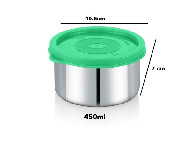 Foliam Leak Proof Click and Seal Lock Stainless Steel Storage/Air Tight Tiffin Container/Lunch Container with lid (LD-250+350+450ml) - Image 4