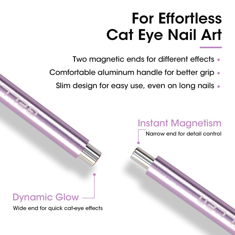 Gellen Double-Ended Cat Eye Magnet Stick for Nail â€“ Dual Cat Eye Gel Nail Polish Sturdy Magnet Tool with Round Beads, Multifunctional Cat-Eye Nail Art Effect at Home or Salon DIY - Image 2
