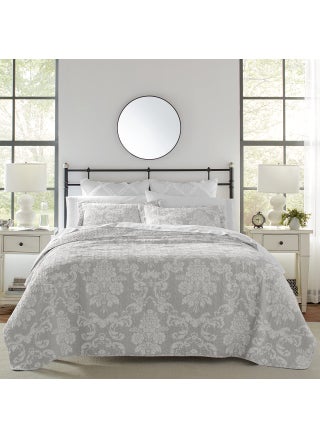 Laura Ashley  Queen Quilt Set Cotton Reversible Bedding with Matching Shams Lightweight Home Decor Ideal for All Seasons Venetia Grey Queen - pzsku/ZF3C8CB4D0782D2D6E21DZ/45/1750416963/2527f271-b344-4e7a-a7ce-a651112b19b4