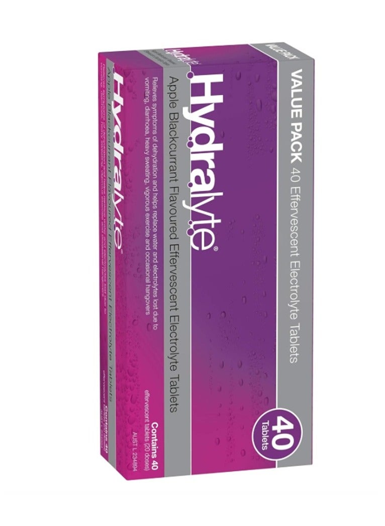 Hydralyte Twin Pack Electrolyte Effervescent Apple Blackcurrant Flavoured 40-Tablets - Image 1