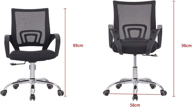 Mahmayi Sleekline Ergonomic Low Back Mesh Chair Office Computer Castor Wheel Office Chair With Lumbar Support Adjustable Height (Black), Mesh_Chair_001 - Image 2