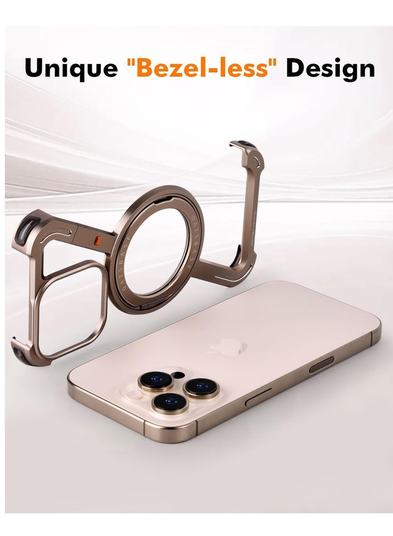 iPhone 16 Pro Max Case with 360° Rotating Kickstand | Frameless Aluminum Design Bumper Z Case | Shockproof, MagSafe Compatible, Metal Slim Protective Shell Suitable for Desert Titanium - Image 3