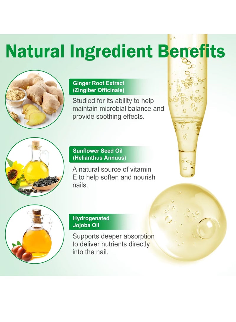 Elaimei 60ml Nail Fungus Treatment Serum Ginger Nail Growth Serum Repair & Strengthen Damaged Nails Ginger Cuticle Care Oil Deep Hydration & Nourishing Support Healthy Toenails & Fingernails - Image 3