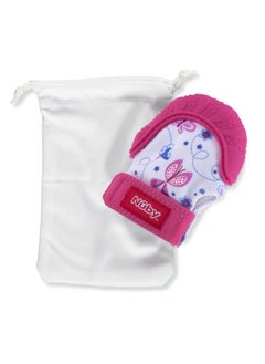 Nuby Nuby Soothing Teething Mitten with Hygienic Travel Bag, Pink.  - Image 1