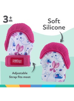 Nuby Nuby Soothing Teething Mitten with Hygienic Travel Bag, Pink.  - Image 4
