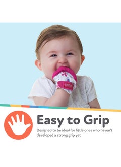 Nuby Nuby Soothing Teething Mitten with Hygienic Travel Bag, Pink.  - Image 3