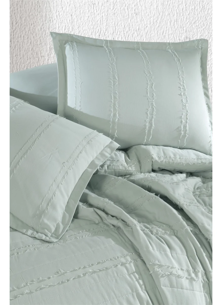 Clasy Ranforce Cotton Double Bedspread Set Avola Sage Tea