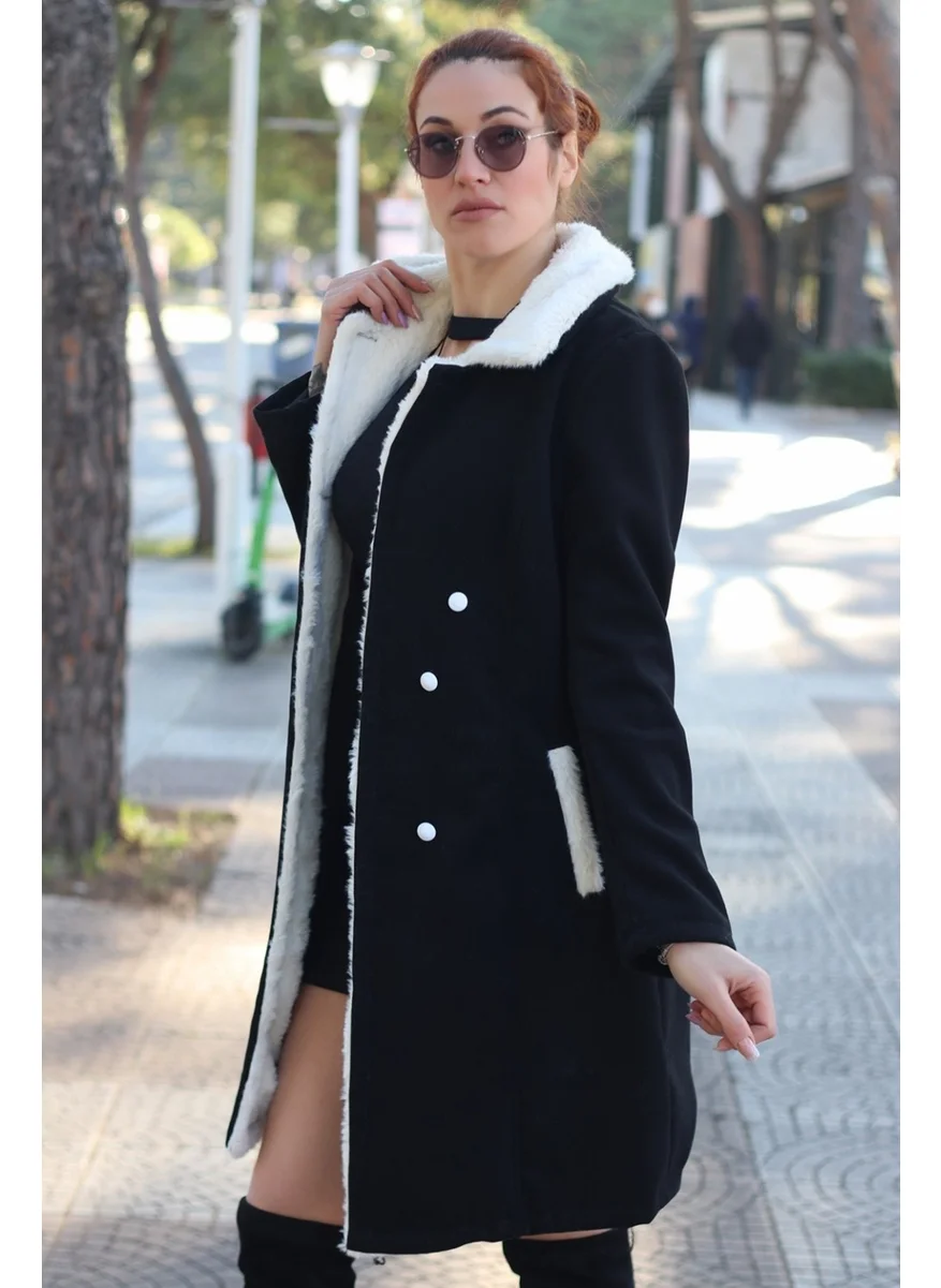 باربورا Winter Casual Cashmere Women's Coat BT306BLACK8