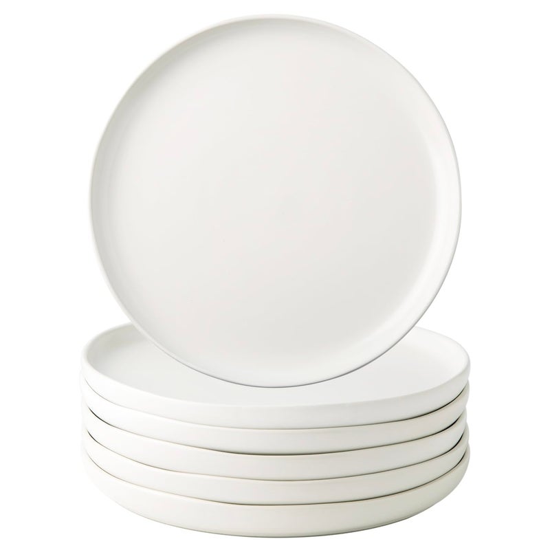 AmorArc AmorArc Ceramic Dinner Salad Plates Set of 6 Wavy Rim 85 Inch Dish Set The DessertSalad Appetizer Small Dinner etc PlateMicrowave Dishwasher Safe Scratch Resistant  Matte White 