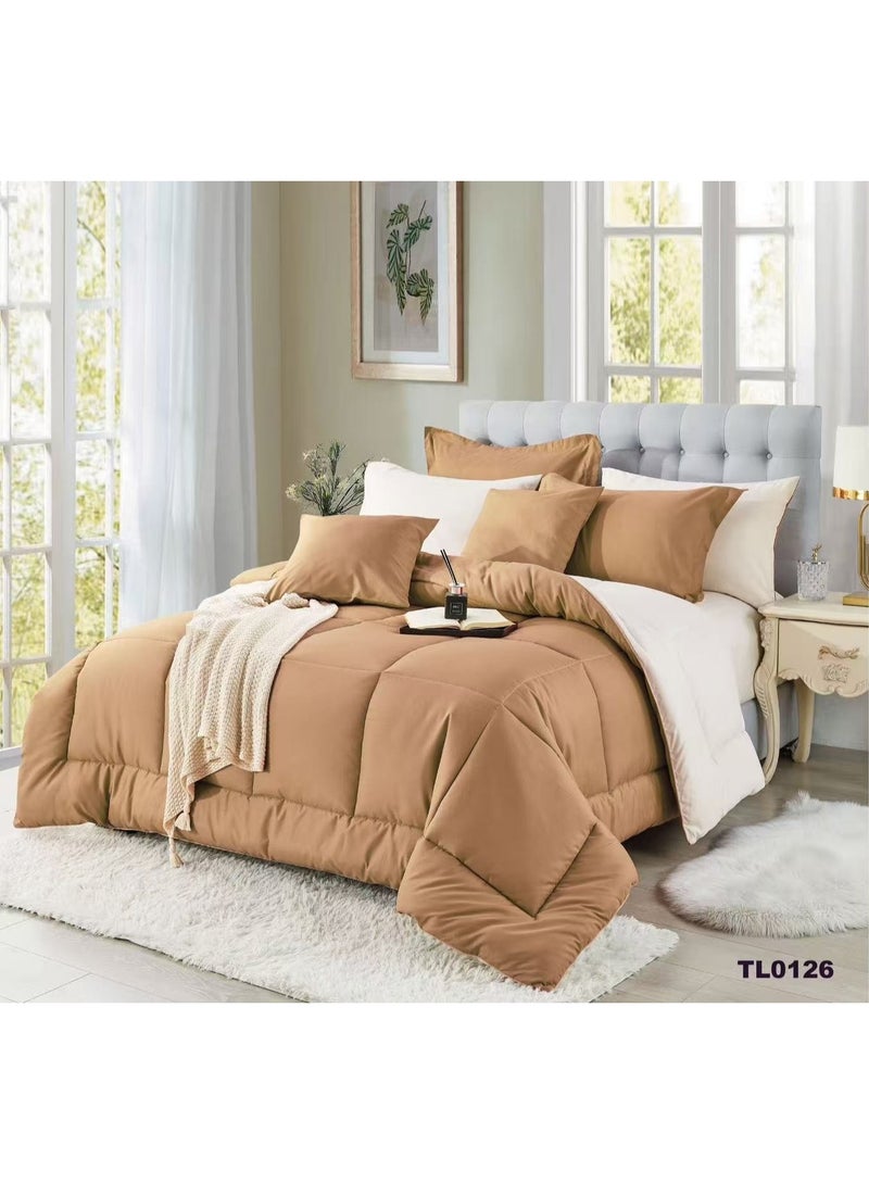 Comforter Set for Single Bed 5-Piece Winter Quilt set Microfiber fabric with Cotton Filling 220 x 160 cm