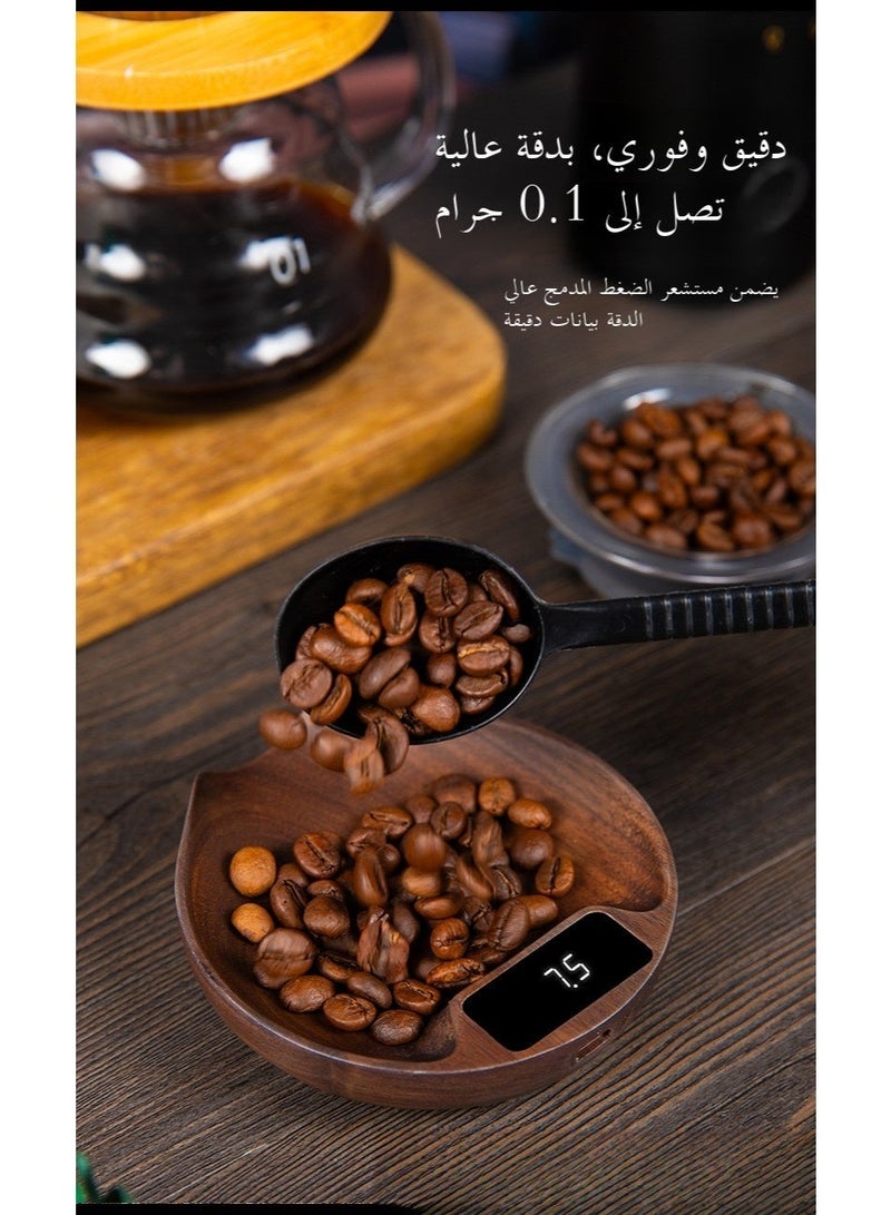 صندوق هدايا لعيد الأب، يحتوي على ميزان إلكتروني خشبي للقهوة، بتصميم مبسط وسهل الحمل، مناسب لحبوب القهوة والطهاة المنزلية، وميزان إلكتروني عالي الدقة، مع تصميم خشبي أنيق - Image 4