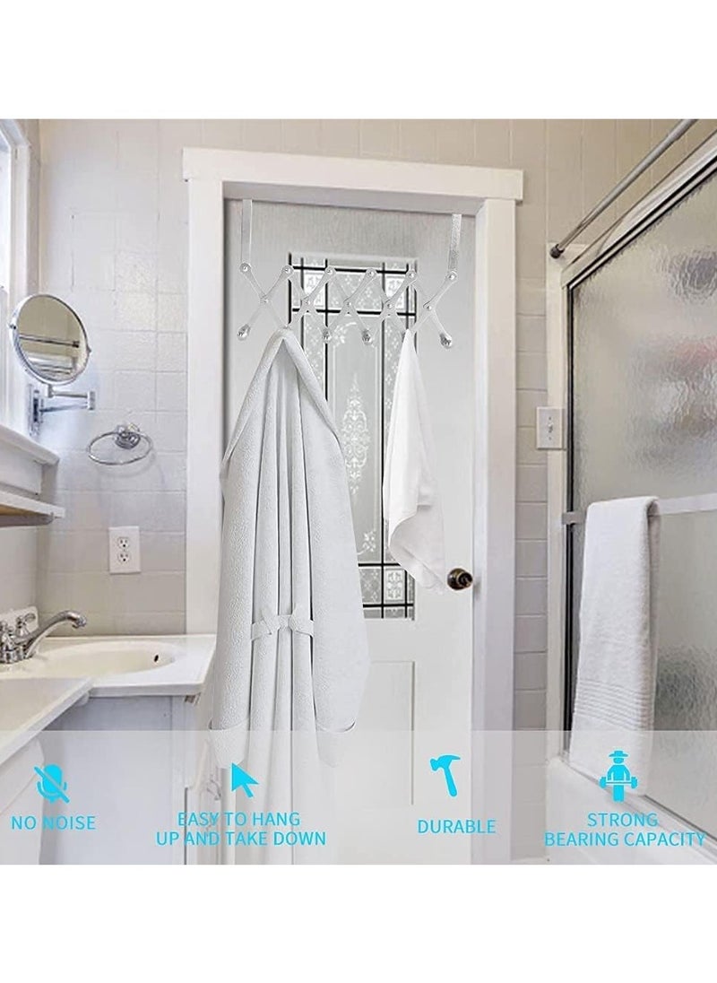 Generic - Over the Door Hooks Heavy Duty Over the Door Hanger Hooks Towel Racks with 6 Hook Scalable Over the Door Coat Rack Back of Door Hooks for Hanging Clothes Hanger Adjustable (Silver 1Pcs) - Image 1