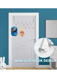 Generic Over the Door Hooks Heavy Duty Over the Door Hanger Hooks Towel Racks with 6 Hook Scalable Over the Door Coat Rack Back of Door Hooks for Hanging Clothes Hanger Adjustable (Silver 1Pcs)  - Image 3