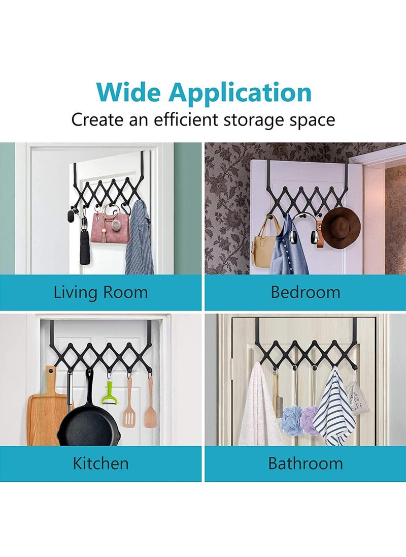 Generic - Over the Door Hooks Heavy Duty Over the Door Hanger Hooks Towel Racks with 6 Hook Scalable Over the Door Coat Rack Back of Door Hooks for Hanging Clothes Hanger Adjustable (Silver 1Pcs) - Image 1