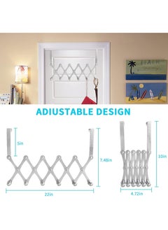 Generic Over the Door Hooks Heavy Duty Over the Door Hanger Hooks Towel Racks with 6 Hook Scalable Over the Door Coat Rack Back of Door Hooks for Hanging Clothes Hanger Adjustable (Silver 1Pcs)  - Image 2