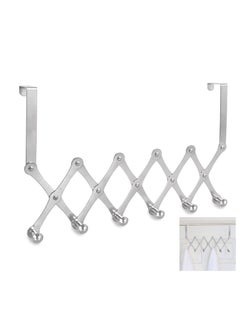Generic Over the Door Hooks Heavy Duty Over the Door Hanger Hooks Towel Racks with 6 Hook Scalable Over the Door Coat Rack Back of Door Hooks for Hanging Clothes Hanger Adjustable (Silver 1Pcs)  - Image 1
