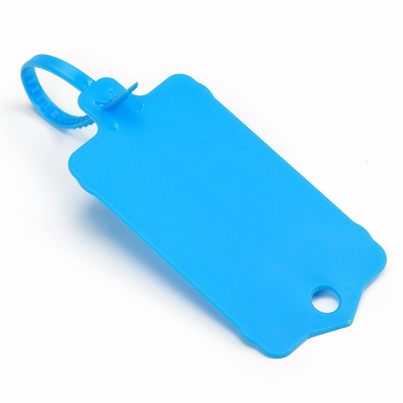 LeadSeals 100pcs Blank Plastic Tags for Labeling Reusable Hanging Tags Ties Key Tag Storage Labels Waterproof Plastic Mark Label Writable Hang Sign with One Marker Pen (Blue) - Image 2
