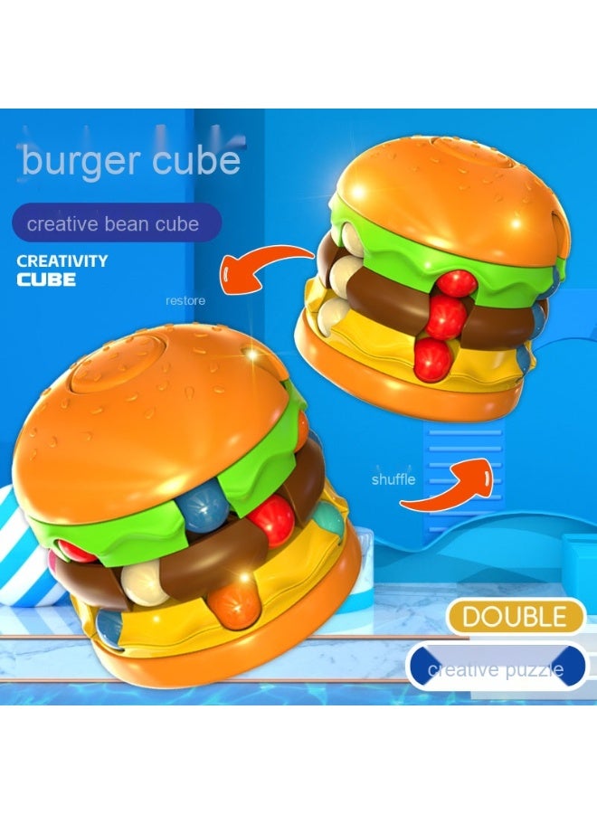 Burger Cube & Fry Pods Magic Finger Spinner – Innovative Stress Relief Fidget Toy with Rotating Beads for Kids' Intelligence Development(Burger) - Image 3