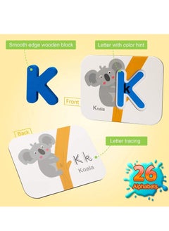 SYOSI Early Childhood Education Toys, Numbers and Alphabets Flash Cards Set   ABC Wooden Letters and Numbers Animal Card Board Matching Puzzle for Kids Age 3 4 5 Preschool and Up Years  - Image 5