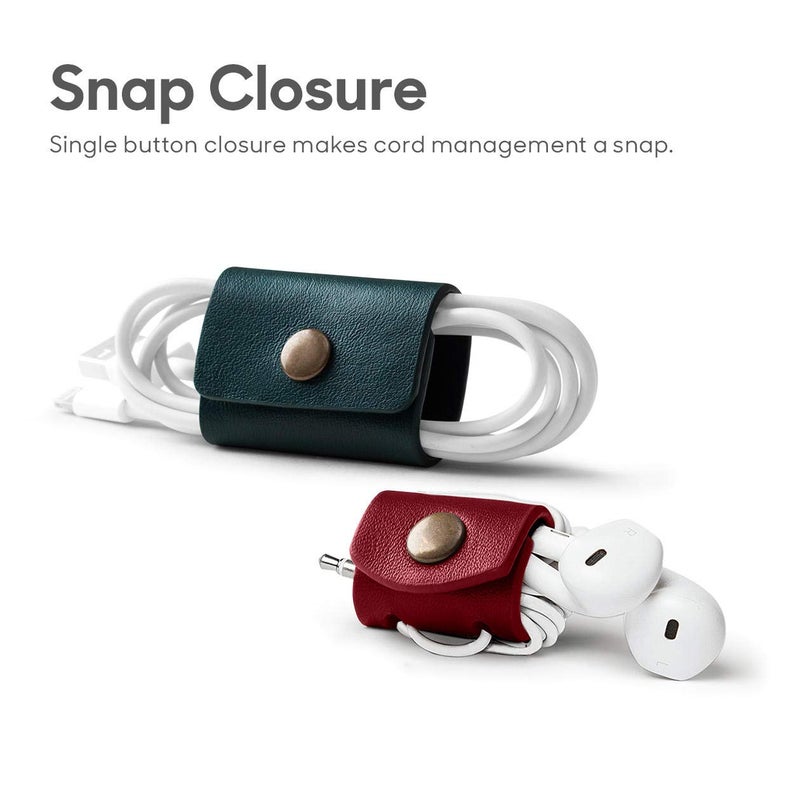 Daily Objects حزام كابل DailyObjects لتغليف الكابلات/الأسلاك | لف الكابلات، حامل سماعات الرأس، منظم مصغر | مصنوع من جلد مجفف ومطحون | (أحمر وأخضر) - مجموعة من 4 - Image 4