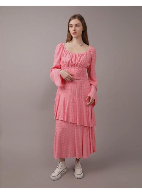 تنورة ميدي بطبقات غير متماثلة