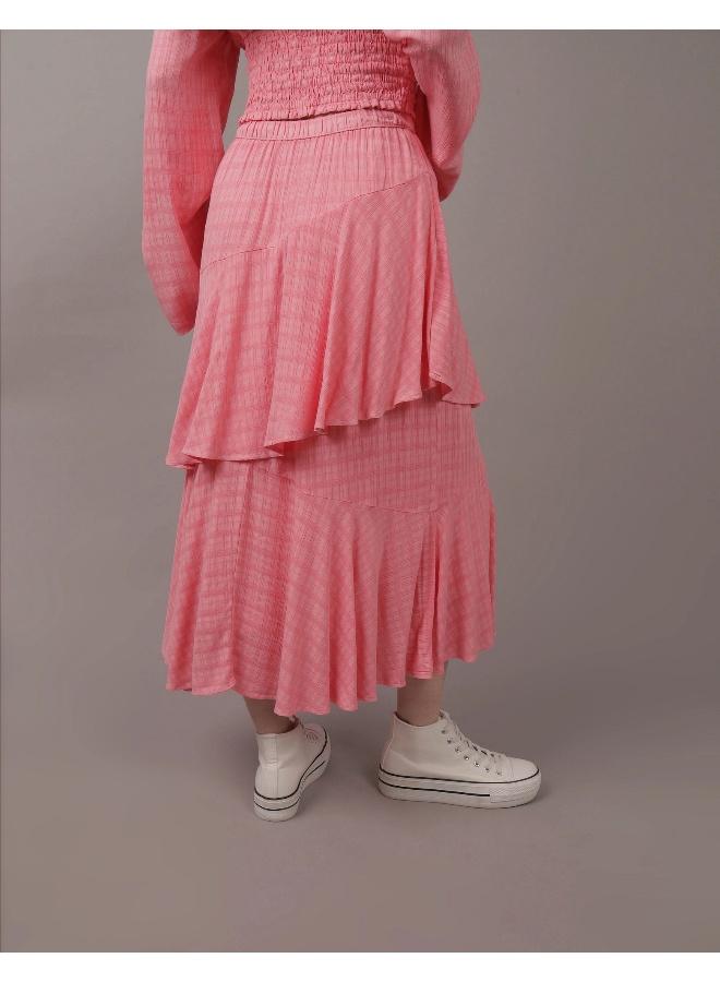 تنورة ميدي بطبقات غير متماثلة