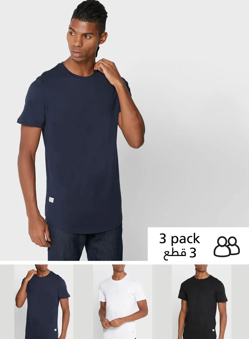 JACK & JONES 3 Pack Essential Crew Neck T-Shirt