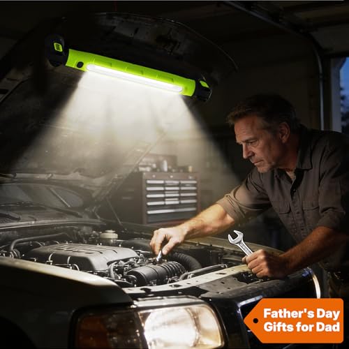 MechaniLite Under Hood Work Light Bar 3000LM LED Magnetic Light Bar with Hooks 5200mAh Cordless Rechargeable Hood Light Fathers Day Dad Gifts for MenMechanicCar RepairingGarageGreen1 Pack - Image 3