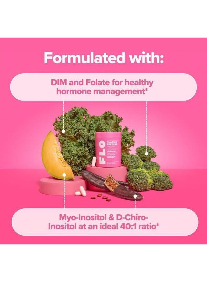 فلو FLO دعم صحة المبايض - توازن الهرمونات للنساء، مكمل مع DIM وMyo & D-Chiro Inositol وحمض الفوليك - يدعم الإباضة الصحية وانتظام الدورة - 30 حصة - Image 2