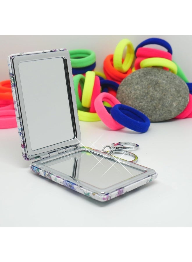 مرآة مدمجة مزدوجة الجانبين بتكبير، مرآة جيب صغيرة قابلة للطي، مرآة مكياج محمولة لليد أو الحقيبة أو السفر، مرآة تجميل مكتبية دوارة مثالية كهدية - Image 4