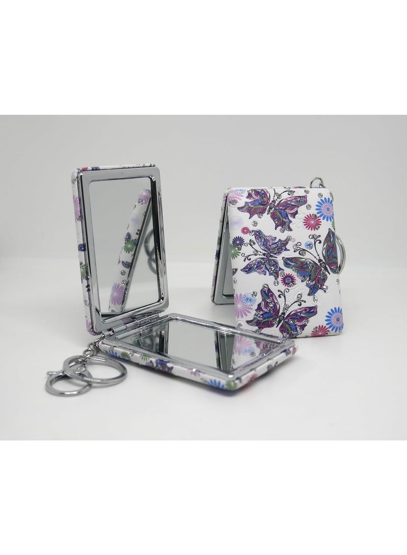 مرآة مدمجة مزدوجة الجانبين بتكبير، مرآة جيب صغيرة قابلة للطي، مرآة مكياج محمولة لليد أو الحقيبة أو السفر، مرآة تجميل مكتبية دوارة مثالية كهدية - Image 2