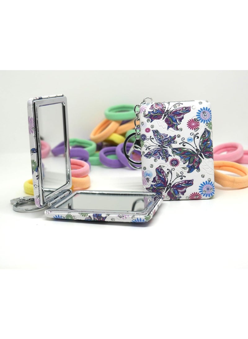 مرآة مدمجة مزدوجة الجانبين بتكبير، مرآة جيب صغيرة قابلة للطي، مرآة مكياج محمولة لليد أو الحقيبة أو السفر، مرآة تجميل مكتبية دوارة مثالية كهدية - Image 3