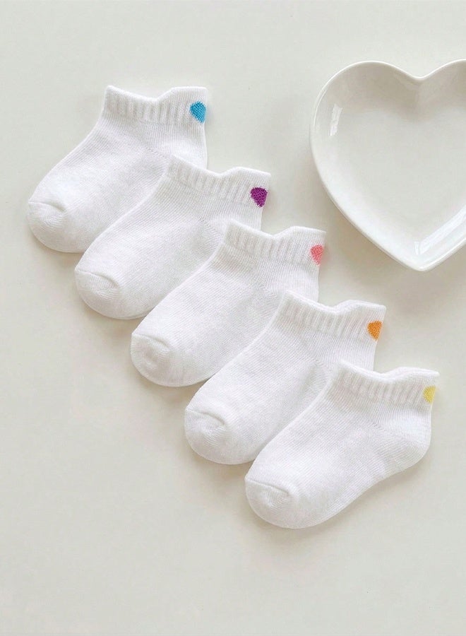 5 Pairs Toddler Baby Ankle Socks, Cute 3D Heart Ornament, Soft Breathable Cotton Socks, Comfort Stretchy for Newborn Infant Daily Use & Gift - Image 4